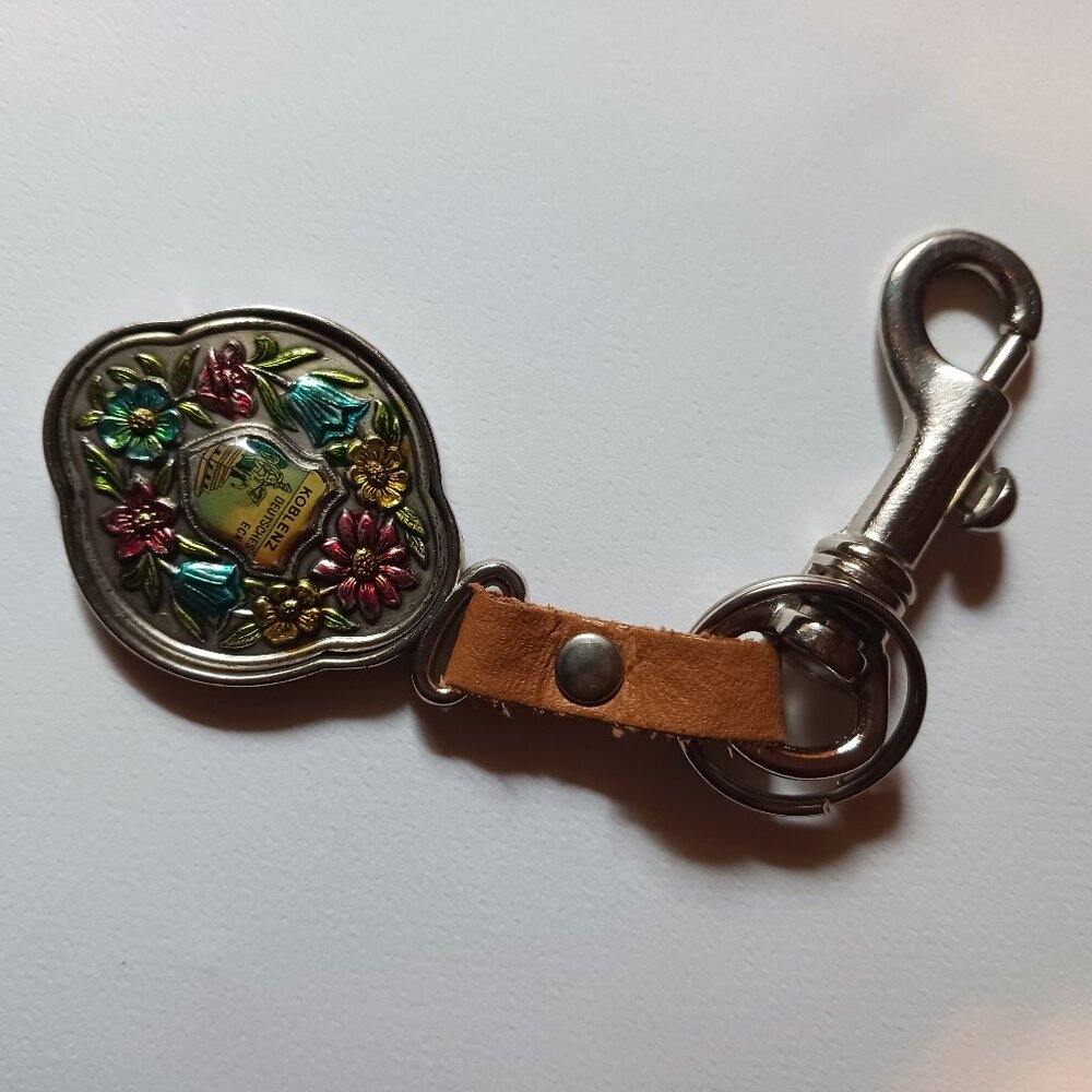 Keychain from Koblenz, Germany  features the landmark known as the Deutsches